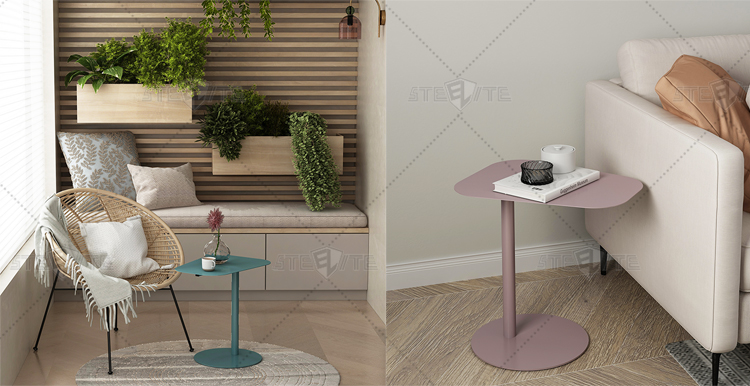 steel metal C shape sofa side table